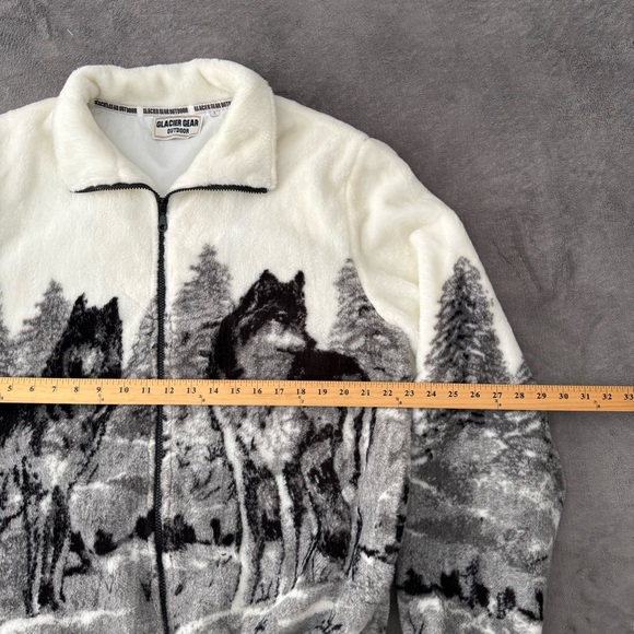 Vontage Fleece Sweater Jacket Glacier Gear Outdoor Wolf Nature AOP Large - Picture 4 of 7